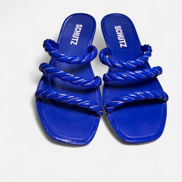 Schutz diana royal blue braided strappy jelly sandals - Picture 4 of 7